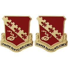 130th Field Artillery Regiment Unit Crest (Semper Parvo Meliores)